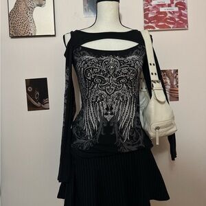 Elegant Black Graphic Tank Top